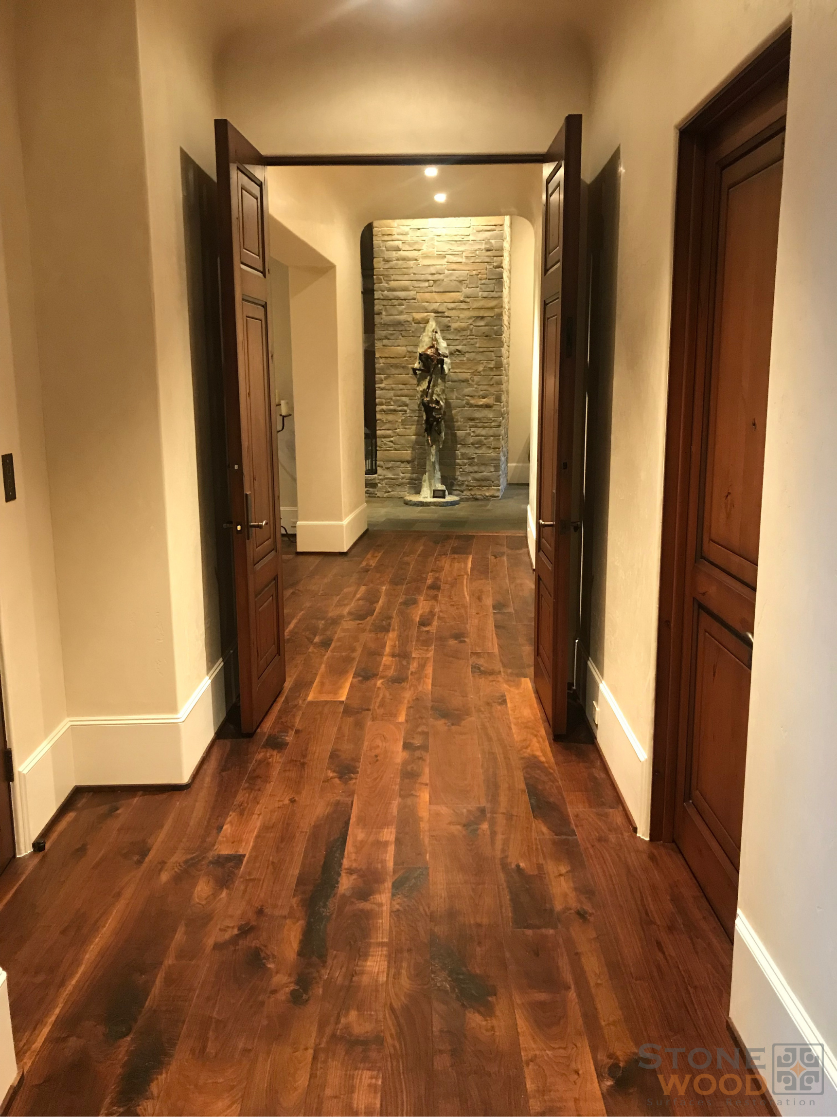 Residential hardwood floor refinishing in Houston