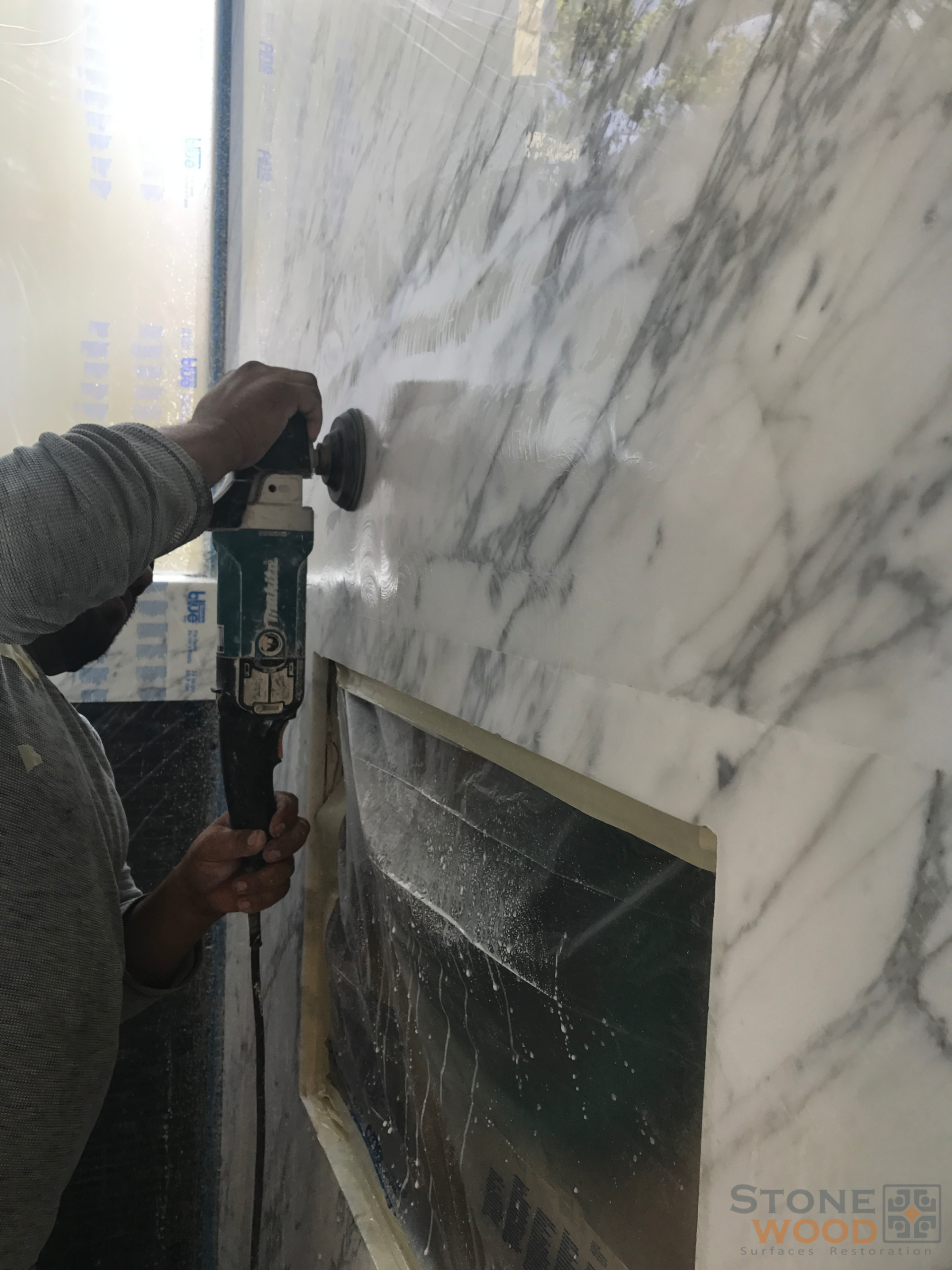 Marble polishing process in Houston